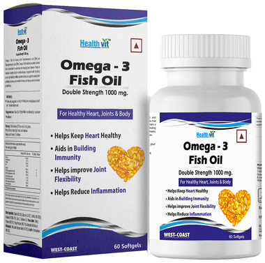 HealthVit Omega-3 Fish Oil 1000mg Double Strength 160mg EPA 120mg Softgel